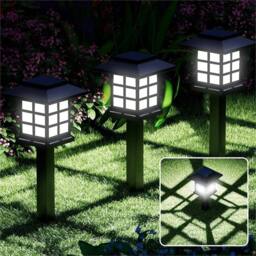 VOGREX 6 PACK LED Solar Garden Lights, Cold White Pathway Lighting in Cool White - thumbnail 1