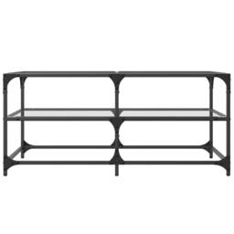 Berkfield Home Decorative Coffee Table with Transparent Glass Top 98.5x50x45 cm Steel - thumbnail 4