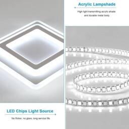 Goeco Ceiling Light LED Modern, 44 W, Square, 6500 K, for Hallway, Bedroom in White - thumbnail 3