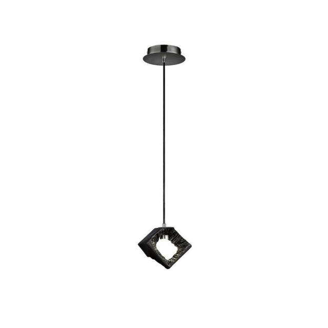 Netlighting Salvio Ceramic Square Sculpture Pendant 1 x 3W LED Chrome Black - image 1