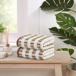 Rapport Home Santa Cruz Pure Cotton Striped Face, Hand, Bath Towel & Bath Sheet Set in Natural - thumbnail 1