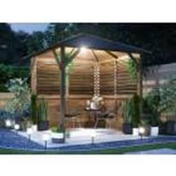 Dunster House Wooden Gazebo with Louvre Wall & Shingles 2m x 2m - Utopia 200 in Brown - thumbnail 2