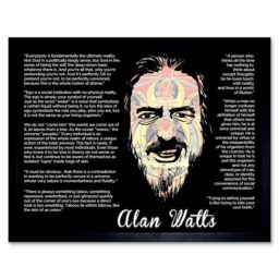 "Artery8 Wall Art Print Everybody Is Fundamentally Ultimate Reality Alan Watts Face Typography Quote Art Framed in Black - Size: W12"" x H16""" - thumbnail 1