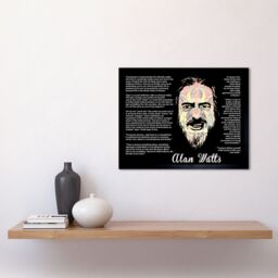 "Artery8 Wall Art Print Everybody Is Fundamentally Ultimate Reality Alan Watts Face Typography Quote Art Framed in Black - Size: W12"" x H16""" - thumbnail 2