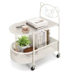 Kelvenix Sofa Side Table 2-Tier Center Table in White - Size: 0.6m2 - thumbnail 1