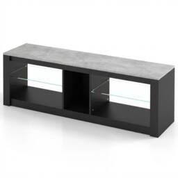 Costway Modern Entertainment Center LED Gaming TV Console Table in Dark Grey - thumbnail 3