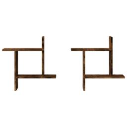 Berkfield Home Wall Shelves 2 pcs Smoked Oak 50x12x50 cm Engineered Wood in Brown - Size: 50 x 12 x 50 cm - thumbnail 4