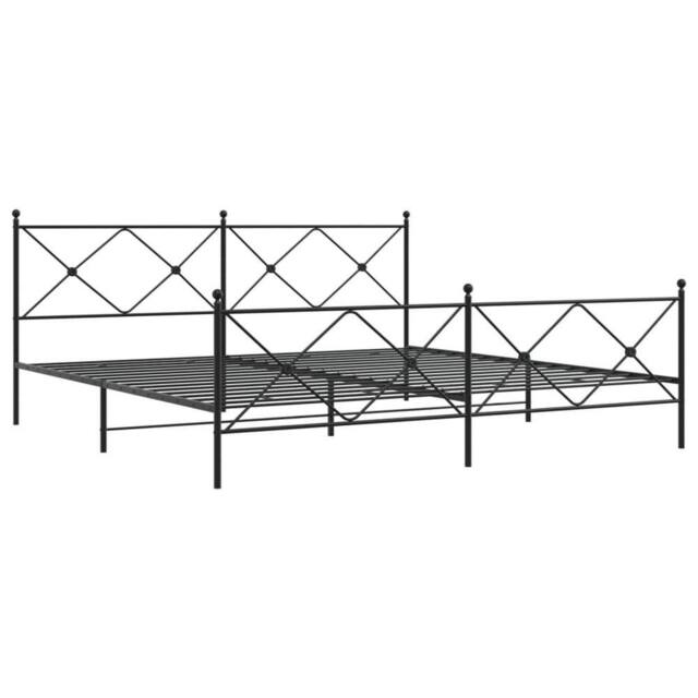 Berkfield Home Metal Bed Frame without Mattress with Footboard Black 193x203cm - Size: 193x203 cm - image 1