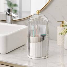 KORVIXA 3 Compartments Bathroom Toothbrush Holder Countertop Organizer Storage in White - Size: 180 cm width x 180 cm drop - thumbnail 7