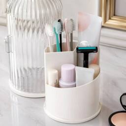 KORVIXA 3 Compartments Bathroom Toothbrush Holder Countertop Organizer Storage in White - Size: 180 cm width x 180 cm drop - thumbnail 4