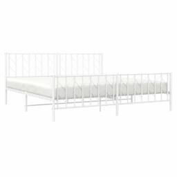 Berkfield Home Metal Bed Frame without Mattress with Footboard¬†White 193x203cm in White - Size: 193x203 cm - thumbnail 5