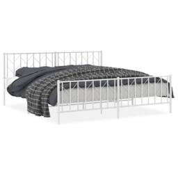 Berkfield Home Metal Bed Frame without Mattress with Footboard¬†White 193x203cm in White - Size: 193x203 cm - thumbnail 1