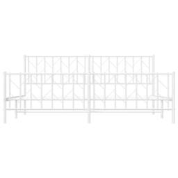 Berkfield Home Metal Bed Frame without Mattress with Footboard¬†White 193x203cm in White - Size: 193x203 cm - thumbnail 6