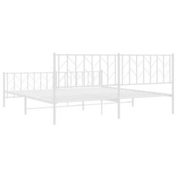 Berkfield Home Metal Bed Frame without Mattress with Footboard¬†White 193x203cm in White - Size: 193x203 cm - thumbnail 8