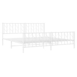 Berkfield Home Metal Bed Frame without Mattress with Footboard¬†White 193x203cm in White - Size: 193x203 cm - thumbnail 4
