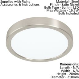 Loops Wall / Ceiling Light Satin Nickel 210mm Round Surface Mounted 16.5W LED 3000K in Metallics - thumbnail 2