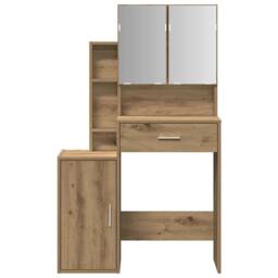 Berkfield Home Dressing Table with Mirror & LEDs Artisan Oak Engineered Wood in Brown - thumbnail 7