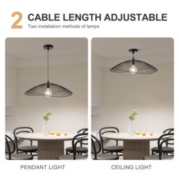 Harper Living Contemporary Large Black Pendant Ceiling Light Decorative shade with curved metal threads - thumbnail 4