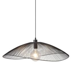 Harper Living Contemporary Large Black Pendant Ceiling Light Decorative shade with curved metal threads - thumbnail 1