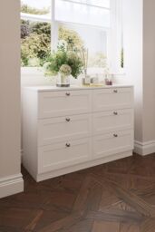 FWStyle Artus Panelled 6 Drawer Chest (H) 77 (W) 110 (D) 40cm Extra Deep Drawers in White - thumbnail 1