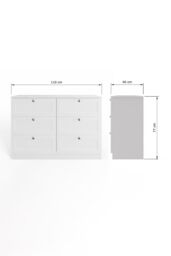 FWStyle Artus Panelled 6 Drawer Chest (H) 77 (W) 110 (D) 40cm Extra Deep Drawers in White - thumbnail 5