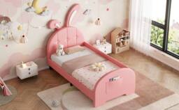 Matteo Pink Rabbit-Shaped Single Bed Frame - Bunny Ear Headboard & Storage - thumbnail 9