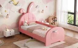 Matteo Pink Rabbit-Shaped Single Bed Frame - Bunny Ear Headboard & Storage - thumbnail 8