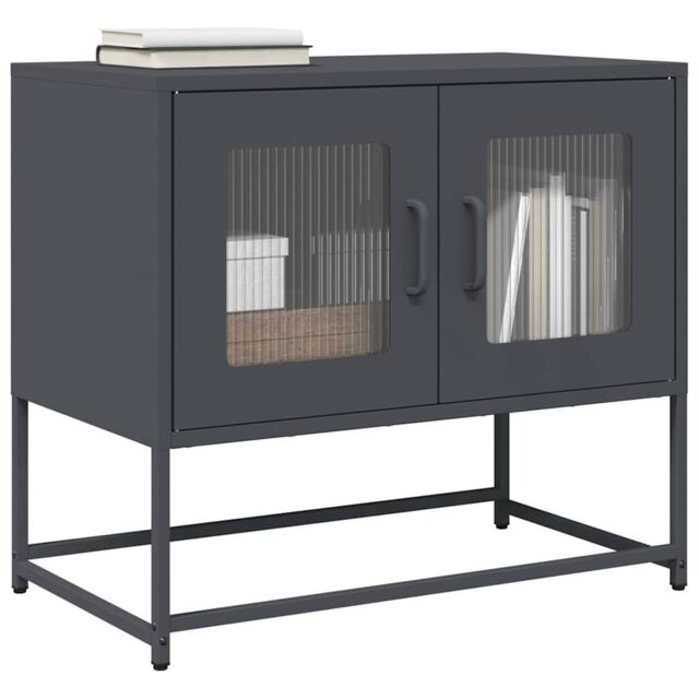 Berkfield Home TV Cabinet Anthracite 68x39x60.5 cm Cold-rolled Steel in Black - image 1