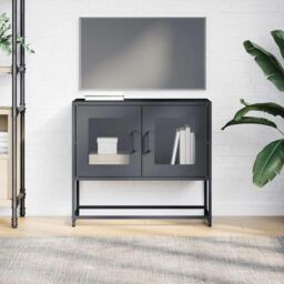 Berkfield Home TV Cabinet Anthracite 68x39x60.5 cm Cold-rolled Steel in Black - thumbnail 4