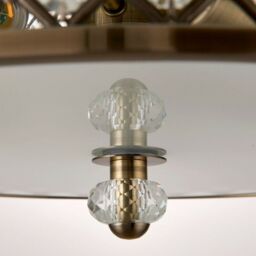 Loops Flush Ceiling Mounted Light Antique Brass & Crystal Lamp Bulb Holder Round Shade in Metallics - thumbnail 5