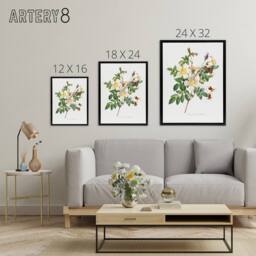"Artery8 White Rose Floral Redoute Vintage Black Framed Canvas Wall Art - Size: W18"" x H24""" - thumbnail 4