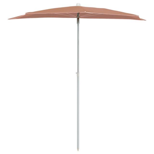 Berkfield Home Durable Garden Half Parasol with Pole 180x90 cm Terracotta - image 1