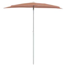 Berkfield Home Durable Garden Half Parasol with Pole 180x90 cm Terracotta - thumbnail 1