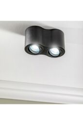 CGC Lighting 'Sasha' Black Twin Curved Ceiling Duo Down Spotlights - thumbnail 1