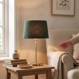 Happy Homewares Elegant Rich Forest Green Tapered Lampshade in Boucle Lamb Wool Fabric in Dark Green - Size: 12 inches - thumbnail 6