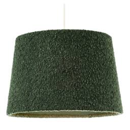 Happy Homewares Elegant Rich Forest Green Tapered Lampshade in Boucle Lamb Wool Fabric in Dark Green - Size: 12 inches - thumbnail 2