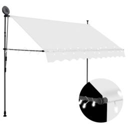 Berkfield Home Manual Retractable Awning with LED 250 cm Cream - thumbnail 1