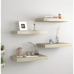 Berkfield Home Floating Wall Shelves 4 pcs Oak 40x23x3.8 cm MDF in Brown - thumbnail 1