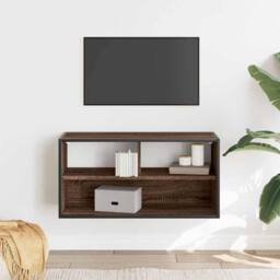 Berkfield Home TV Cabinet Brown Oak 80x31x39.5 cm Engineered Wood & Metal - thumbnail 3