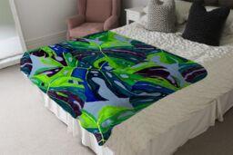 Benjamin Tate Design hand drawn exotic plants Designer Blanket in Natural - Size: 120 cm x 150 cm - thumbnail 4