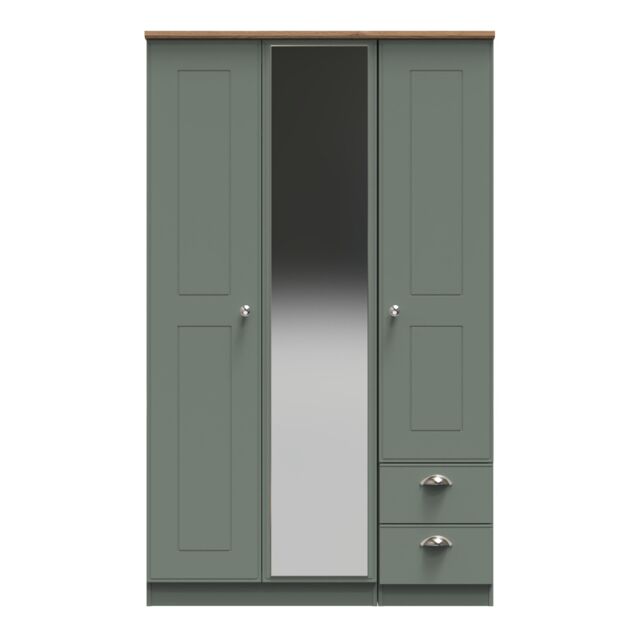 Ready Assembled 2 U Albert Triple Mirror + Drawer Wardrobe (Ready Assembled) in Pale Green - image 1