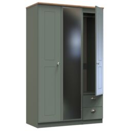 Ready Assembled 2 U Albert Triple Mirror + Drawer Wardrobe (Ready Assembled) in Pale Green - thumbnail 6