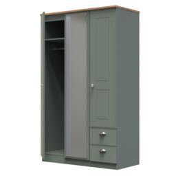 Ready Assembled 2 U Albert Triple Mirror + Drawer Wardrobe (Ready Assembled) in Pale Green - thumbnail 5