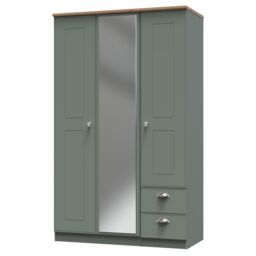 Ready Assembled 2 U Albert Triple Mirror + Drawer Wardrobe (Ready Assembled) in Pale Green - thumbnail 3