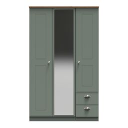 Ready Assembled 2 U Albert Triple Mirror + Drawer Wardrobe (Ready Assembled) in Pale Green - thumbnail 1