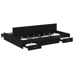 Berkfield Home Storage Bed Frame Black oak 140 x 190 cm Engineered wood - thumbnail 3
