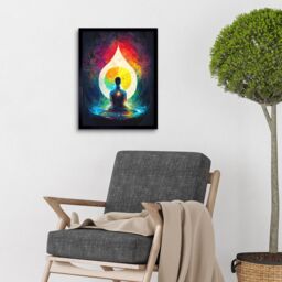 "Artery8 Wall Art Print 7 Chakra Meditation Energy Rainbow Relaxation Art Framed in Black - Size: W12"" x H16""" - thumbnail 2