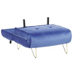 Wyld and Coco Navy Velvet 1-Seater Sofa Bed with Gold Legs in Blue - thumbnail 5