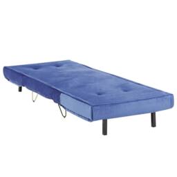 Wyld and Coco Navy Velvet 1-Seater Sofa Bed with Gold Legs in Blue - thumbnail 6