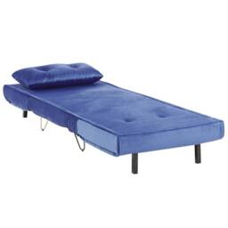 Wyld and Coco Navy Velvet 1-Seater Sofa Bed with Gold Legs in Blue - thumbnail 7